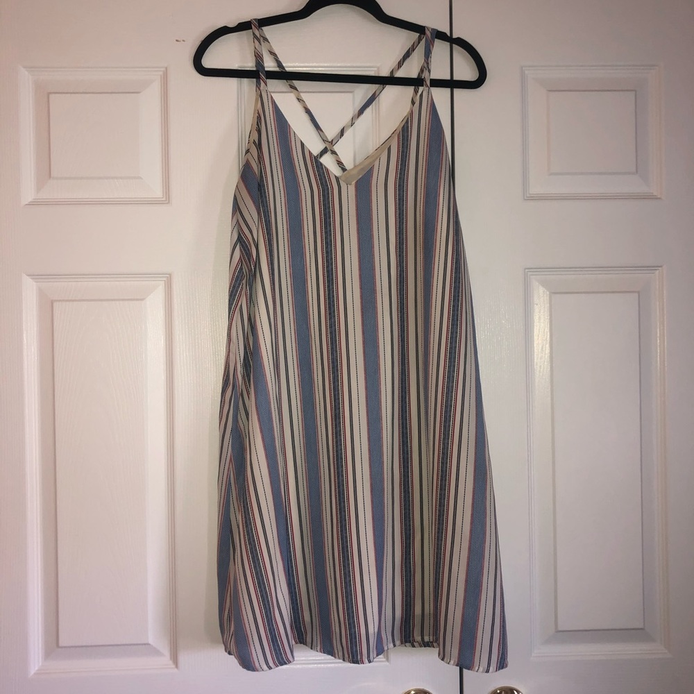 Red white and blue striped dress